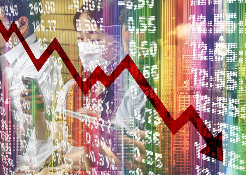 A colourful visualisation of stock prices crashing due to the Covid-19 pandemic.