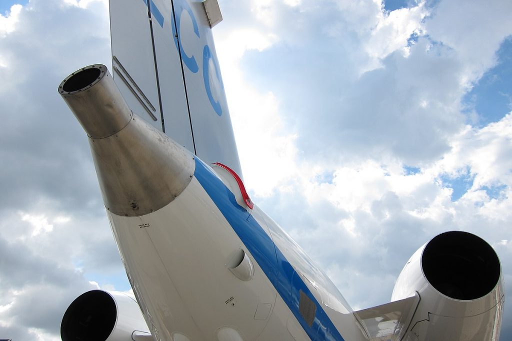 An auxiliary power unit (APU) outlet on an Embraer ERJ 135.