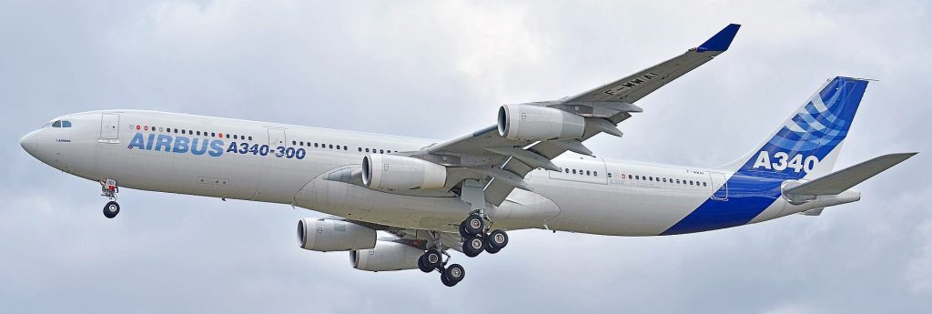 A white Airbus A340-300