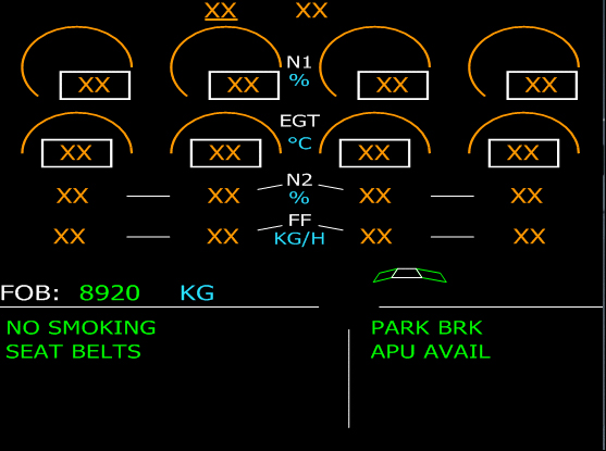 An ECAM display on an Airbus A340-300.