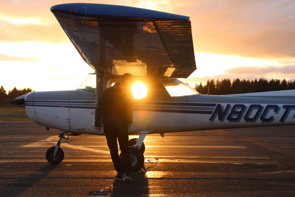 An airplane owner with his used aircraft.