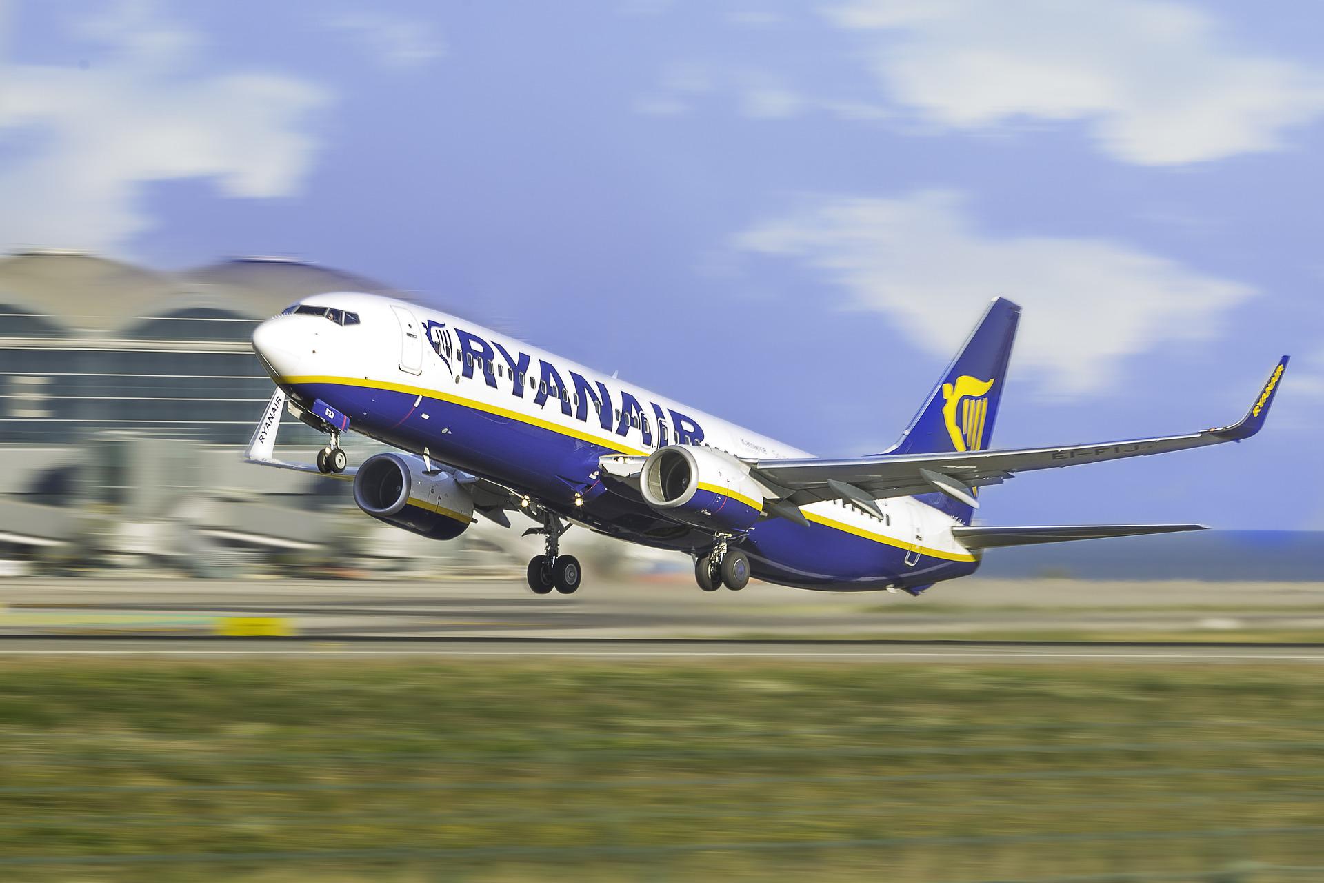 Ryanair aircraft landing at an airport