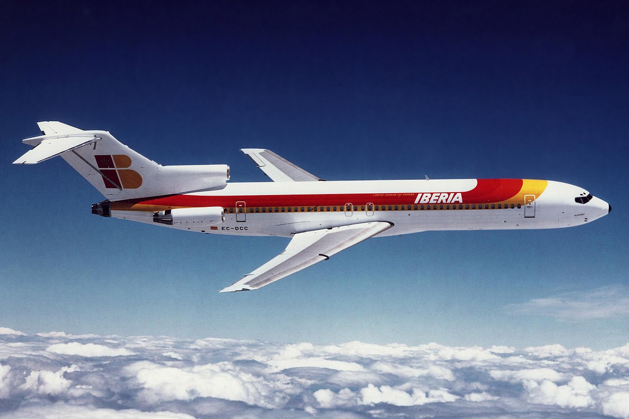 Iberia Airlines Boeing B727 in flight.